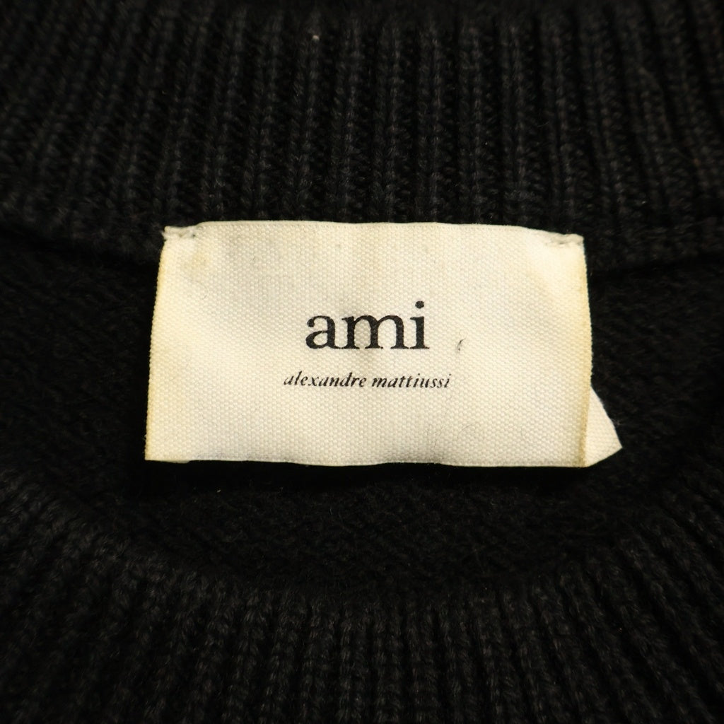 ami paris(アミパリス) ハートロゴ クルーネックセーター ブラック UKS002.018