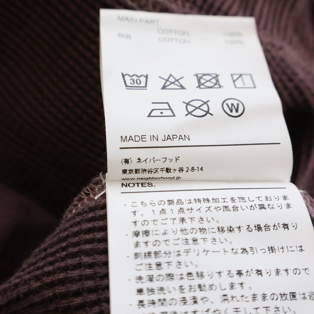 NEIGHBORHOOD(ネイバーフッド) 25SS PIGMENT DYED WAFFLE FABRIC CREWNECK LS サーマル ロングスリーブカットソー ピンク 251FPNH-CSM15