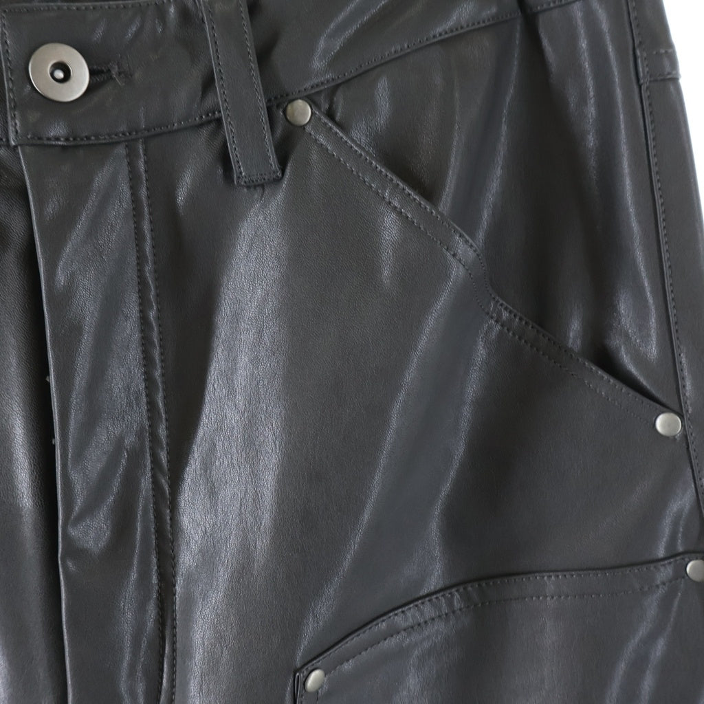 NO BRAND(ノーブランド) Jent Louis ジェントルイス Duble Knee Fake Leather Pants ダブルニー フェイクレザーパンツ グレー 2510-JLS-FPT0040