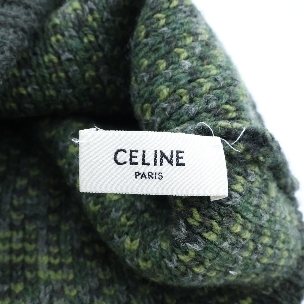 CELINE(セリーヌ) 222AW ロゴ刺繍 カモフラージュ ビーニー ニットキャップ カーキ 帽子 2AH28432U