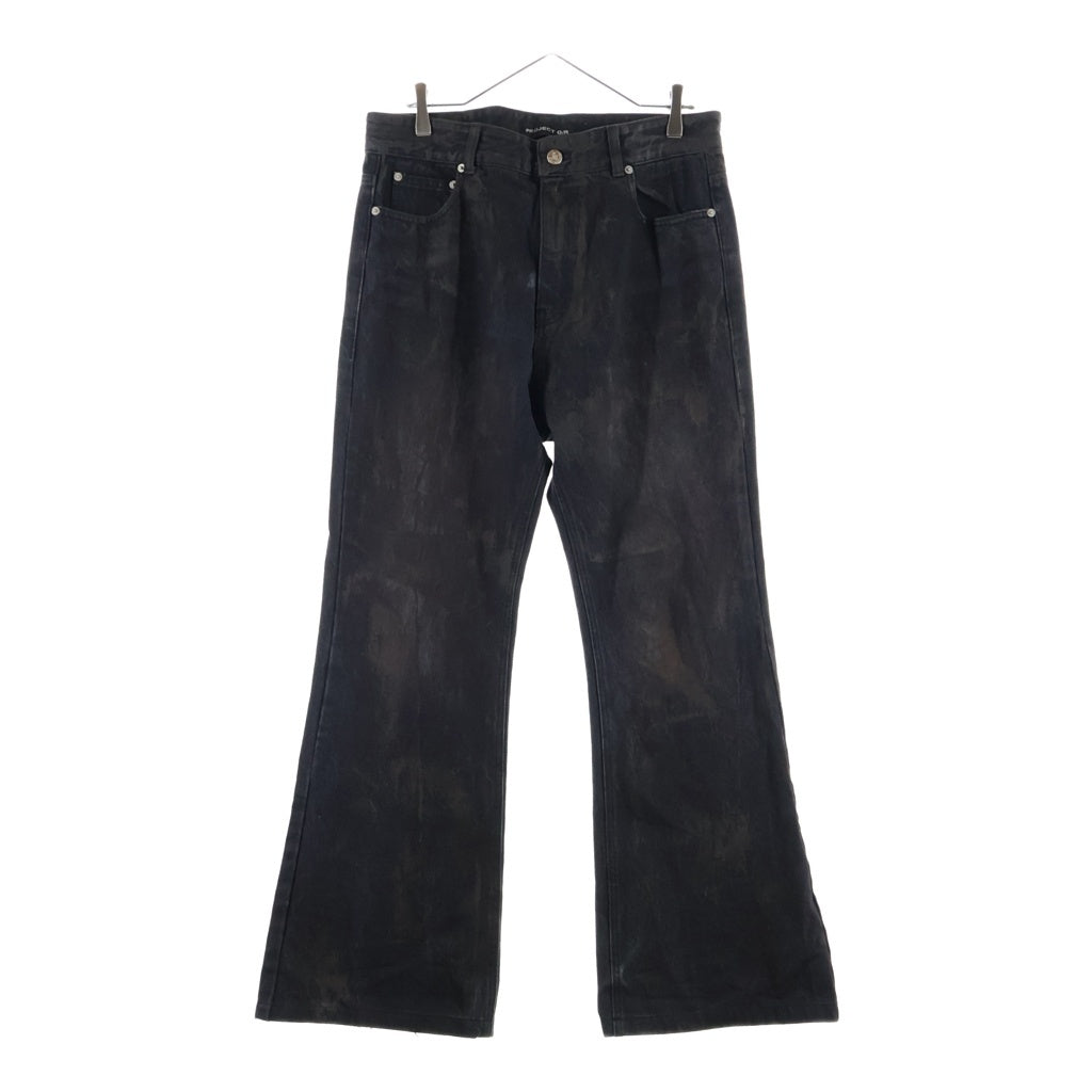 PROJECT G/R(プロジェクトジーアール) COATING PANTS コーティング フレアパンツ ブラック