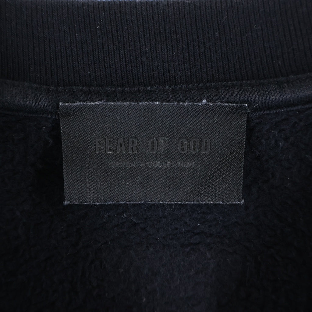FEAR OF GOD(フィアオブゴッド) 21SS 7TH COLLECTION GRAYS 3/4 SWEATSHIRT グレイス フロントロゴ クルーネック半袖スウェットシャツ ブラック FG50-034FCL