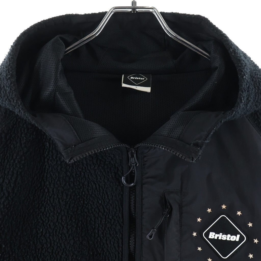 F.C.R.B./F.C.Real Bristol/FCRB(エフシーアールビー/エフシーレアルブリストル) 22AW BOA FLEECE BIG LOGO HOODED BLOUSON ビックロゴ フーデット フリースジャケット ブラック FCRB-222044