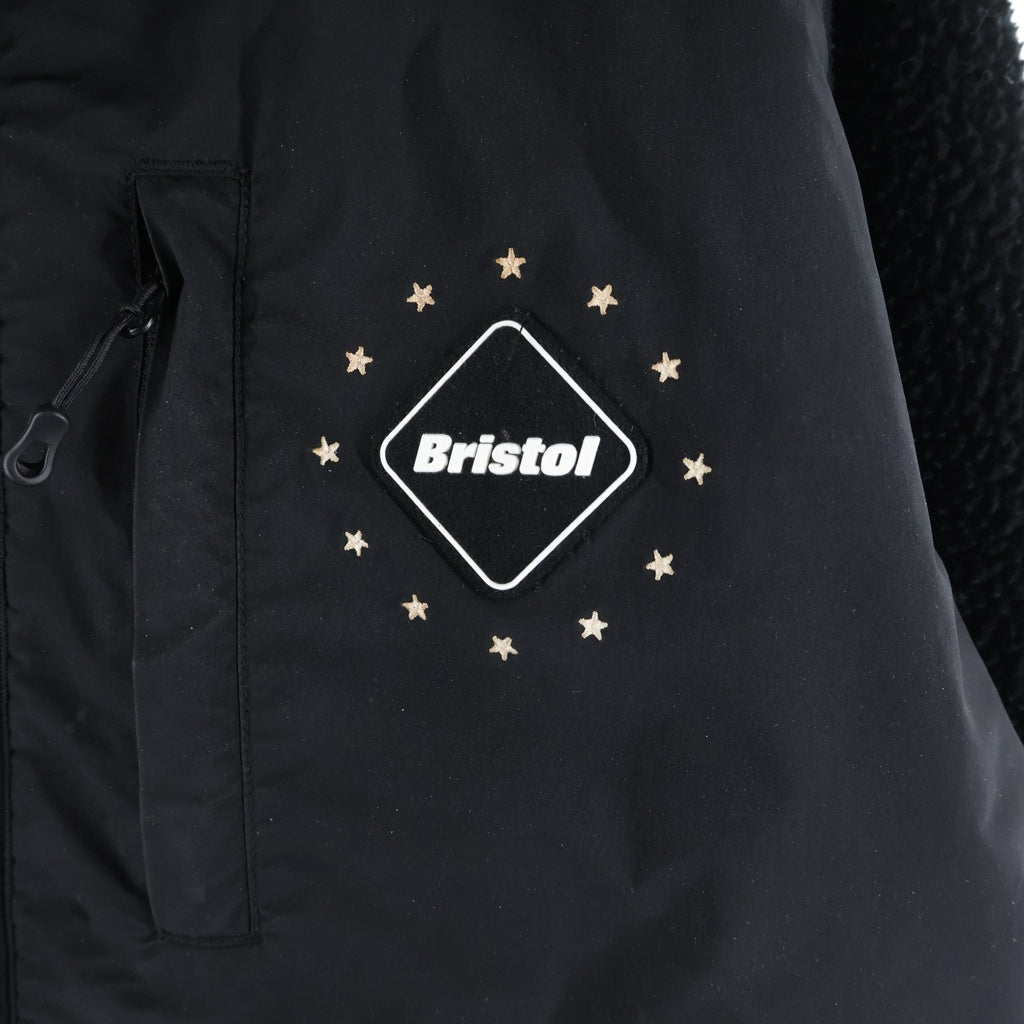 F.C.R.B./F.C.Real Bristol/FCRB(エフシーアールビー/エフシーレアルブリストル) 22AW BOA FLEECE BIG LOGO HOODED BLOUSON ビックロゴ フーデット フリースジャケット ブラック FCRB-222044