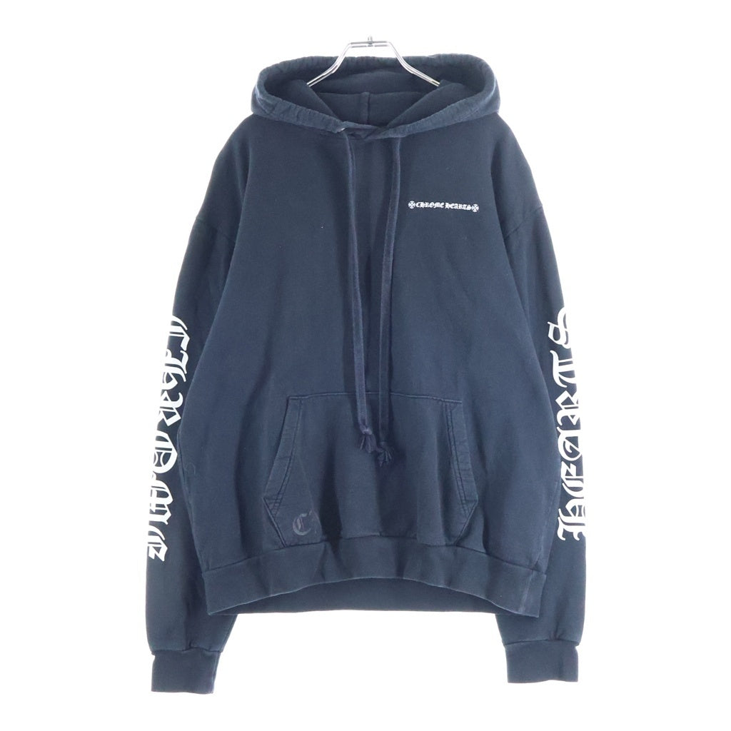 CHROME HEARTS(クロムハーツ) Cross Tire Track Pullover Hoodie バックセメタリークロス タイヤトラック プルオーバーフーディー パーカー ブラック