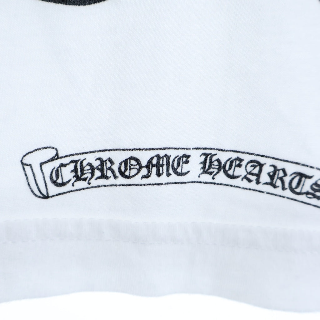 CHROME HEARTS(クロムハーツ) FLOLAL CROSS HORSESHOE L/S Tee フローラルクロス バックホースシュープリント 長袖Tシャツ ホワイト