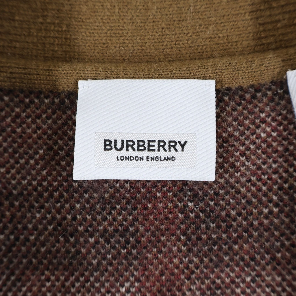 BURBERRY(バーバリー) ウールカシミア ノチェック柄ニットカーディガン ベージュ レディース 8043372