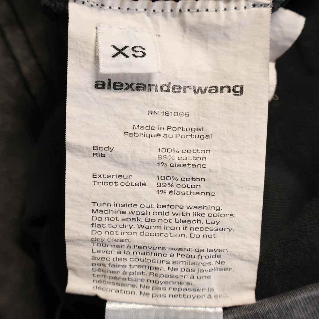 ALEXANDER WANG(アレキサンダーワン) SHORT SLEEVE TEE WITH EMBOSSED LOGO ピグメントダイ エンボスロゴ フロントロゴ 半袖Tシャツ カットソー ブラック UCC1231602