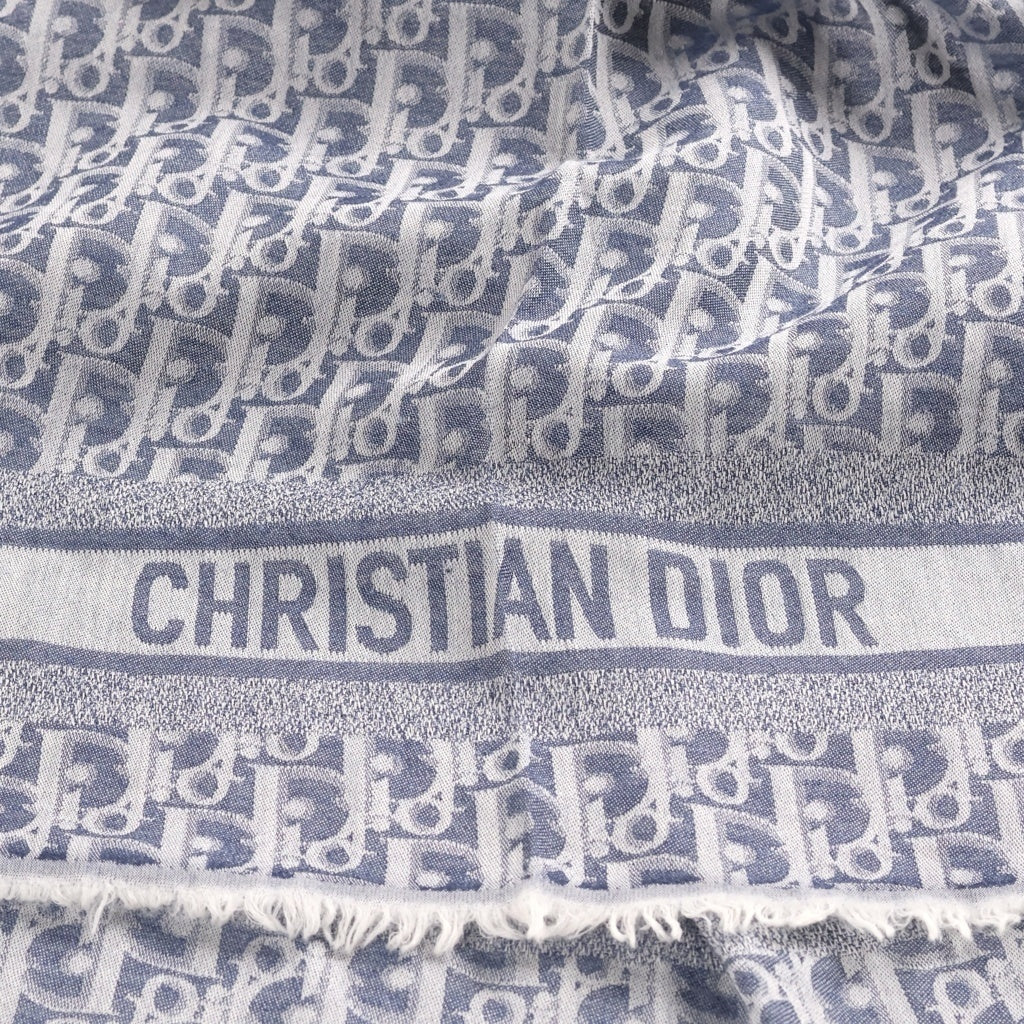 Christian Dior(クリスチャンディオール) Oblique Denim Shawl オブリーク ウールシルクカシミア 15DOB140I162 ストール ブルー レディース