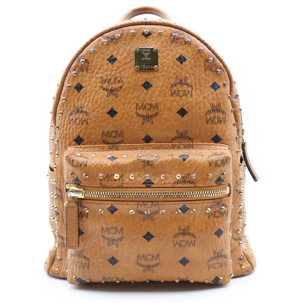 MCM(エム シー エム) スターク スタッズアウトライン付 ヴィセトス バックパック リュックサック MMK8AVE61CO001 ブラウン レディース