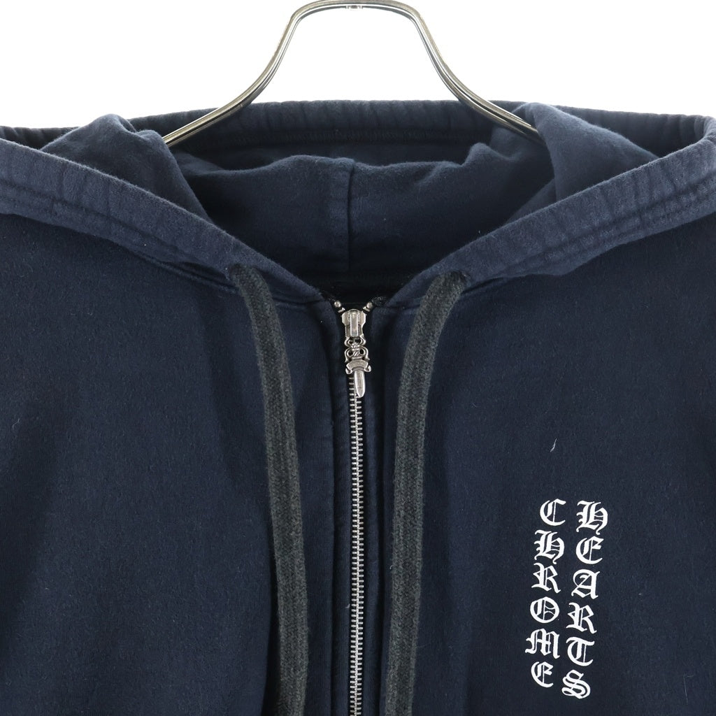CHROME HEARTS(クロムハーツ) SWTSHRT HD ZIP バーティカルロゴ 裏地サーマル スウェット ジップアップパーカー ブラック