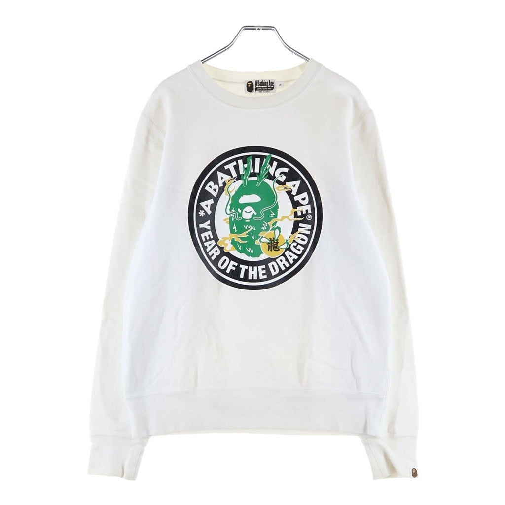 A BATHING APE(アベイシングエイプ) YEAR OF THE DRAGON イヤーオブザドラゴン 辰年記念 クルーネックスウェット ホワイト 001SWK201004F