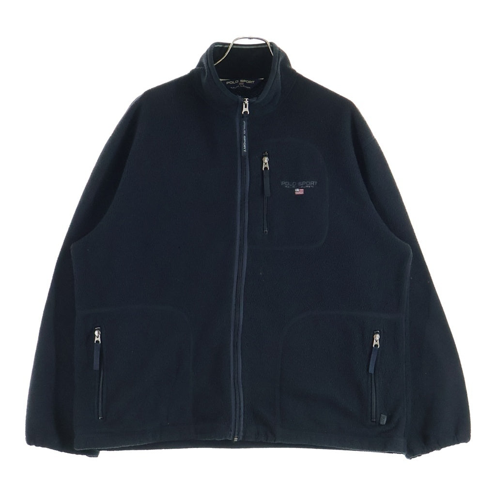 POLO SPORT RALPH LAUREN(ポロスポーツラルフローレン) 90s USA製 胸ロゴ フリースジャケット ブラック