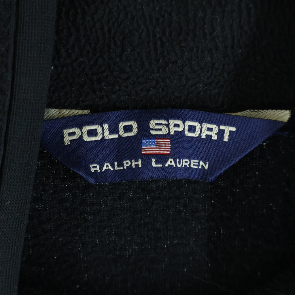 POLO SPORT RALPH LAUREN(ポロスポーツラルフローレン) 90s USA製 胸ロゴ フリースジャケット ブラック