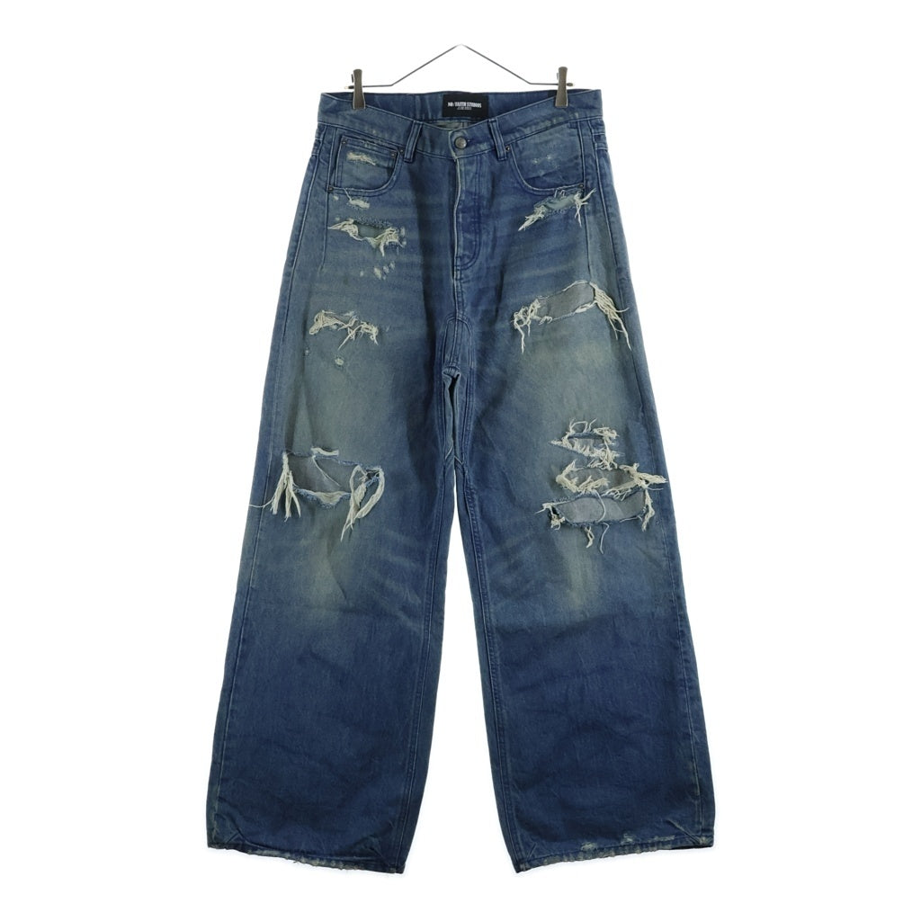 NO/FAITH STUDIOS(ノーフェイスストゥディオス) DAMAGE WIDE BUGGY JEANS ダメージワイド バギージーンズ インディゴ
