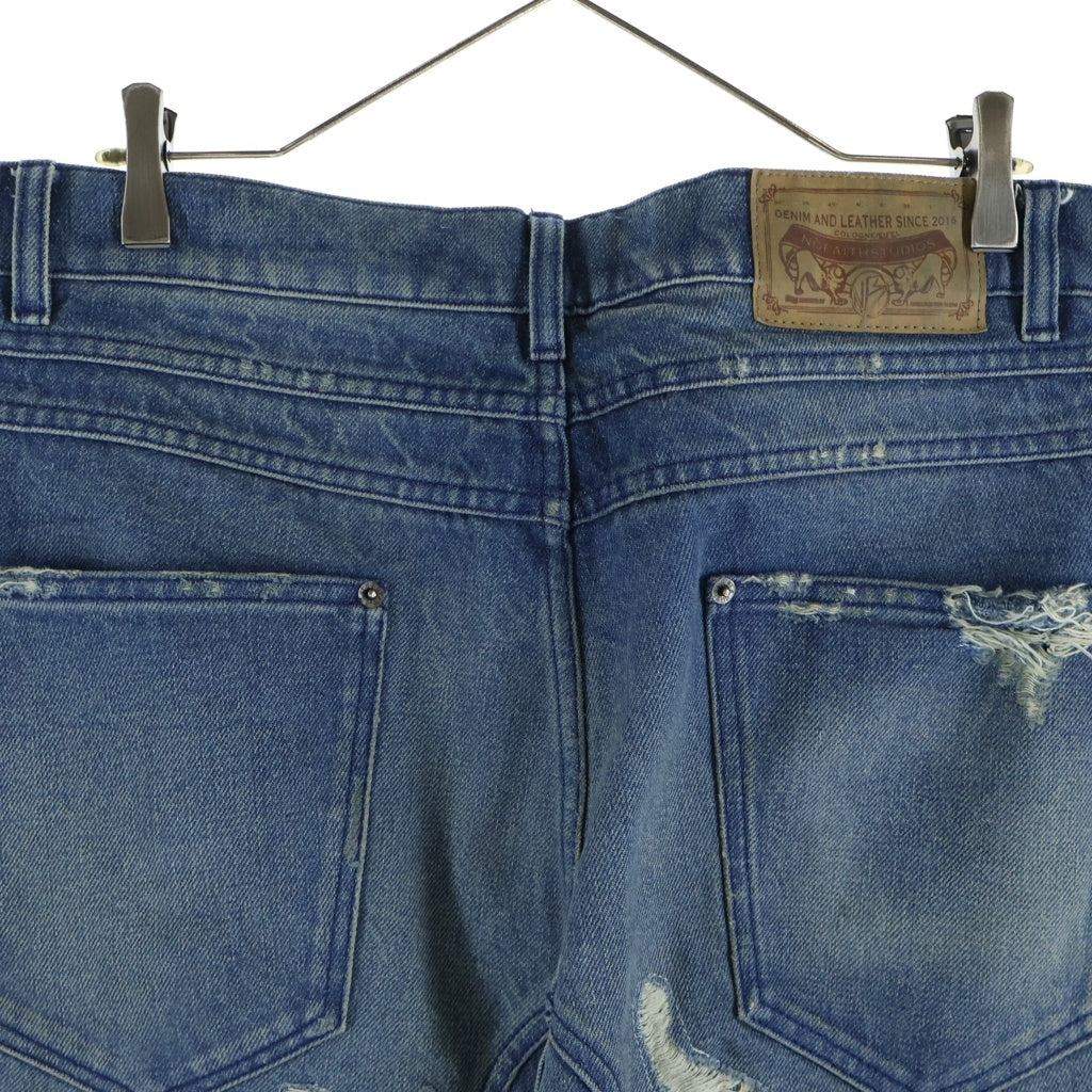 NO/FAITH STUDIOS(ノーフェイスストゥディオス) DAMAGE WIDE BUGGY JEANS ダメージワイド バギージーンズ インディゴ