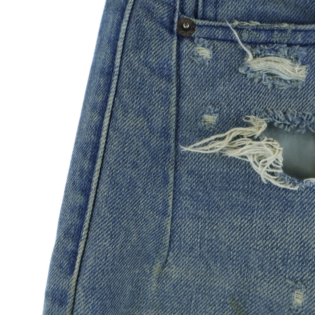 NO/FAITH STUDIOS(ノーフェイスストゥディオス) DAMAGE WIDE BUGGY JEANS ダメージワイド バギージーンズ インディゴ