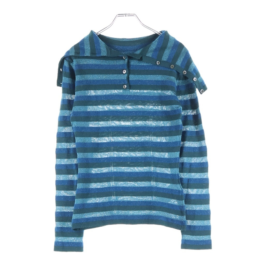 DOLCE & GABBANA(ドルチェアンドガッバーナ) Gradation knit Hoodie グラデーション ハーフボタン ニットパーカー ライトグリーン レディース