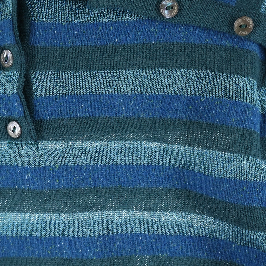 DOLCE & GABBANA(ドルチェアンドガッバーナ) Gradation knit Hoodie グラデーション ハーフボタン ニットパーカー ライトグリーン レディース