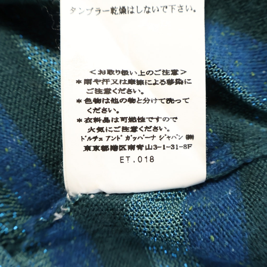 DOLCE & GABBANA(ドルチェアンドガッバーナ) Gradation knit Hoodie グラデーション ハーフボタン ニットパーカー ライトグリーン レディース