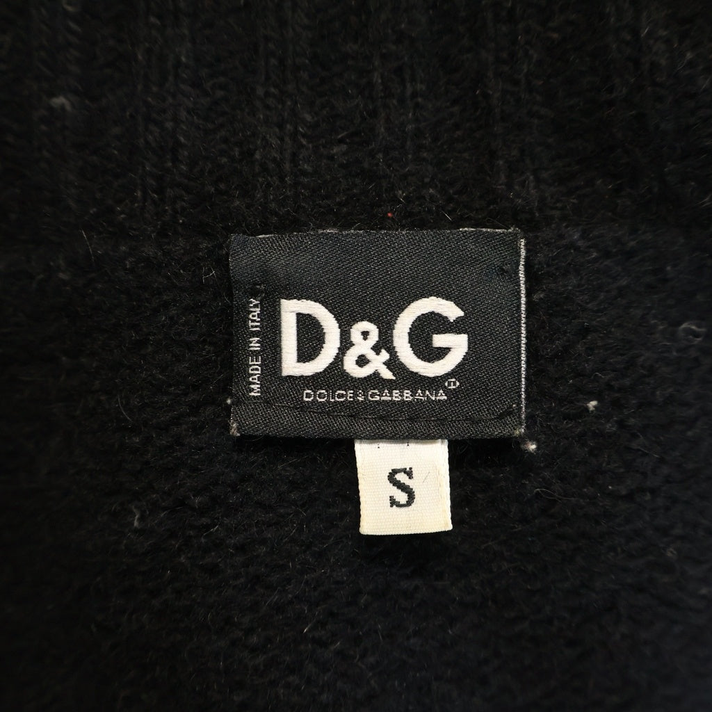DOLCE & GABBANA(ドルチェアンドガッバーナ) マルチストライプ柄 ケーブルニット ジップアップジャケット ブラック レディース