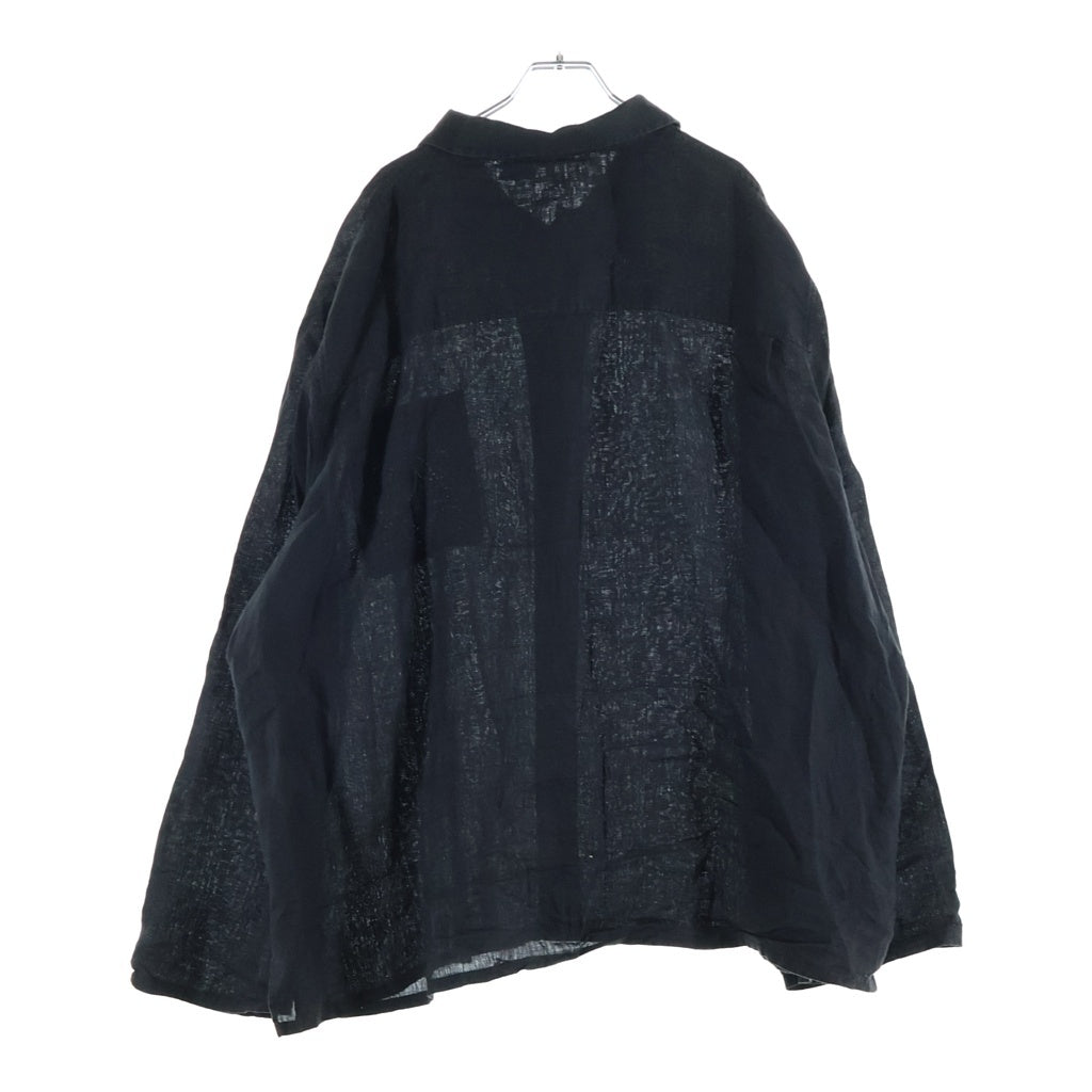 LOEWE(ロエベ) ANAGRAM POCKET SHIRT アナグラム ポケット リネン長袖シャツ ブラック H616Y05X63