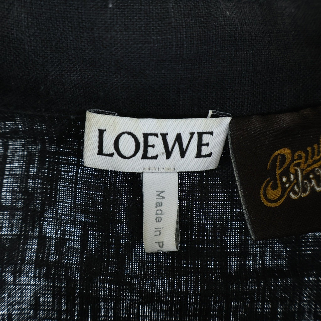 LOEWE(ロエベ) ANAGRAM POCKET SHIRT アナグラム ポケット リネン長袖シャツ ブラック H616Y05X63