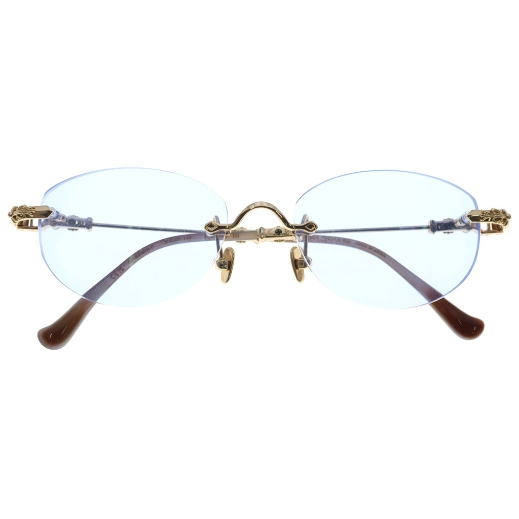 CHROME HEARTS(クロムハーツ) PILLS III ピルズ 3 フローラルクロステンプルアイウェア リムレス眼鏡 ゴールド