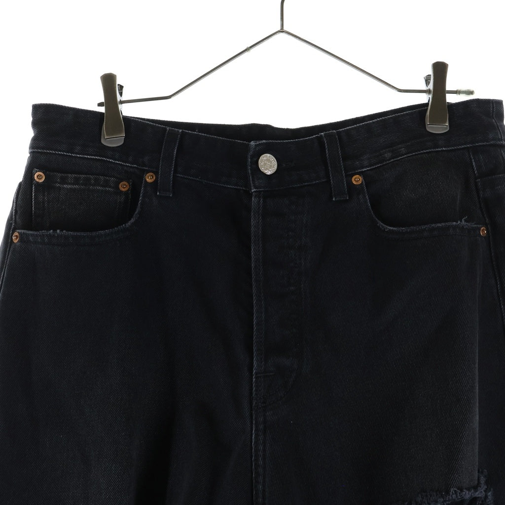 VETEMENTS(ヴェトモン) 23SS ダクラッシュ加工 デストロイ インサイドアウト バギーデニムパンツ ブラック UA65PA840B
