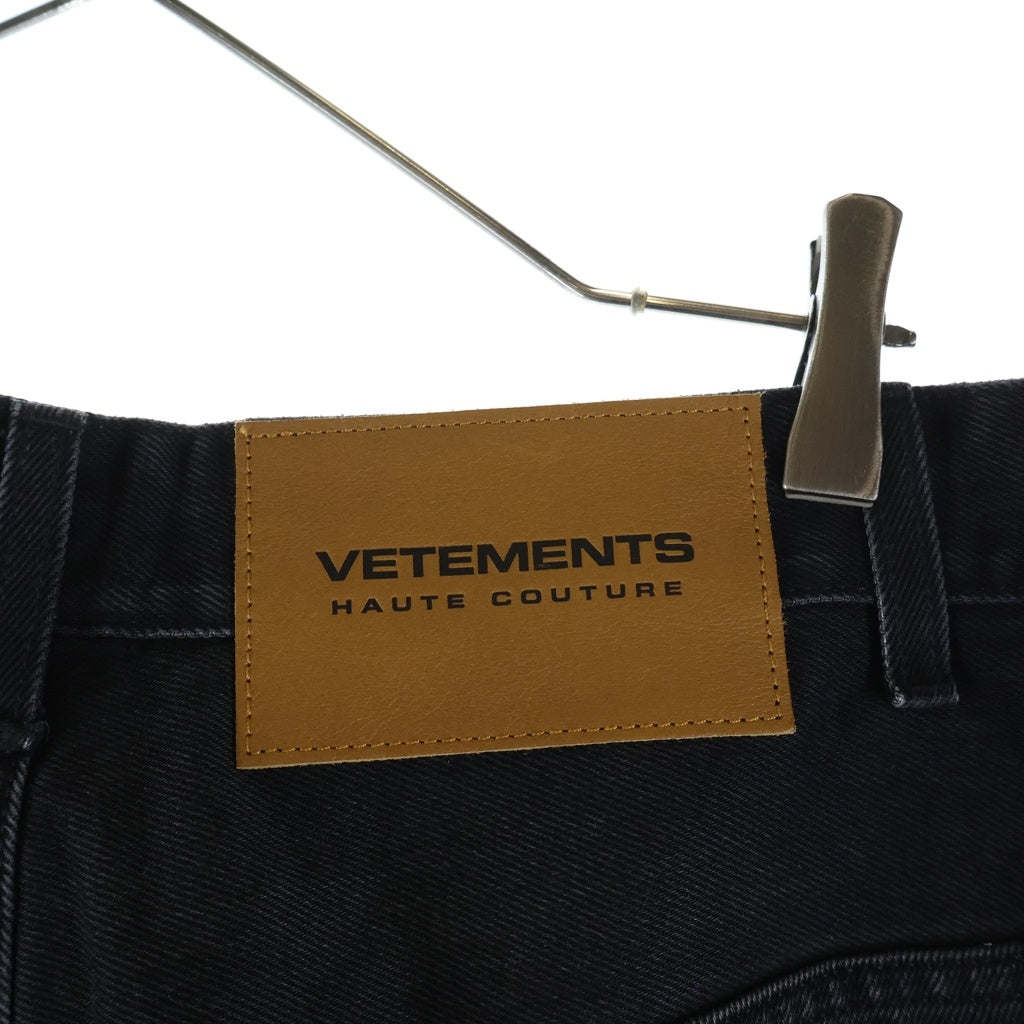 VETEMENTS(ヴェトモン) 23SS ダクラッシュ加工 デストロイ インサイドアウト バギーデニムパンツ ブラック UA65PA840B
