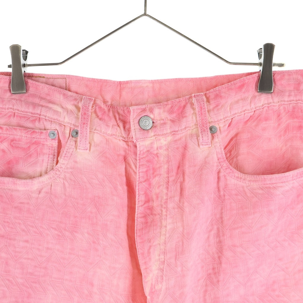 STUSSY(ステューシー) ×Levi's 総柄 ストレート デニムパンツ ピンク PC9-A5219-0000
