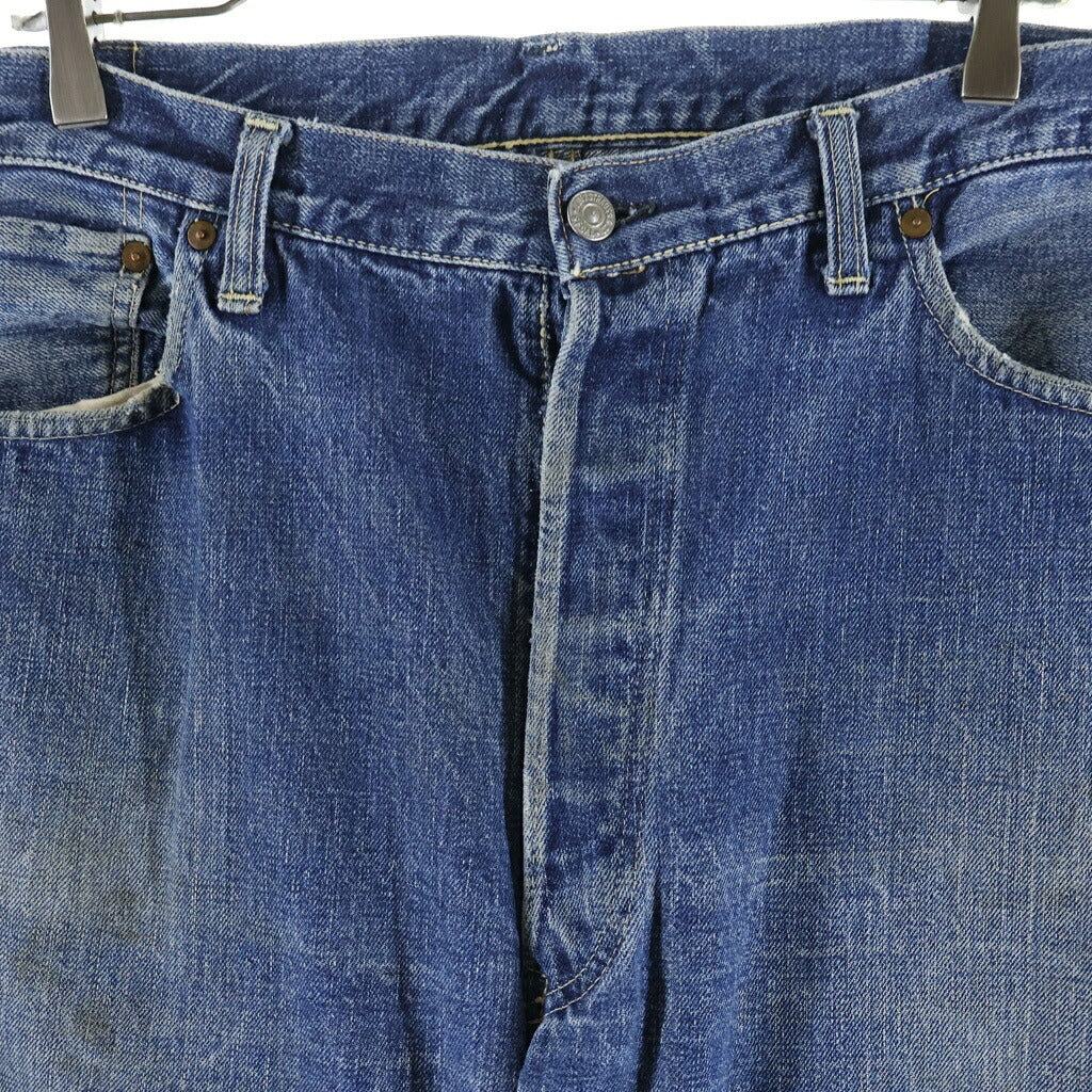 Levi's(リーバイス) VINTAGE 50s 501XX レザーパッチ 推定両面期 大文字リベット センターフープ 通常R フラット隠しリベット デニムパンツ インディゴ