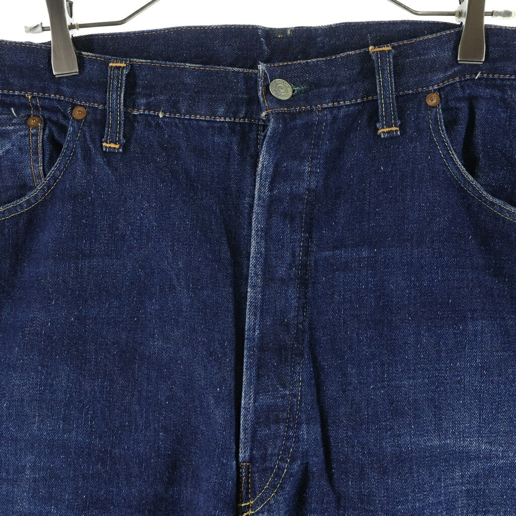 Levi's(リーバイス) VINTAGE 50s 501XX レザーパッチ 残り 両面 大文字リベット センターフープ フラット隠しリベット デニムパンツ インディゴ