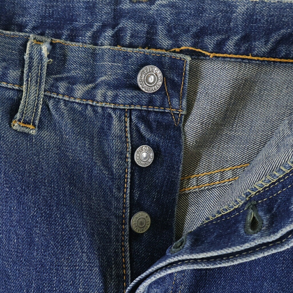 Levi's(リーバイス) VINTAGE 50s 501XX レザーパッチ 推定両面期 大文字リベット センターフープ 通常R フラット隠しリベット デニムパンツ インディゴ