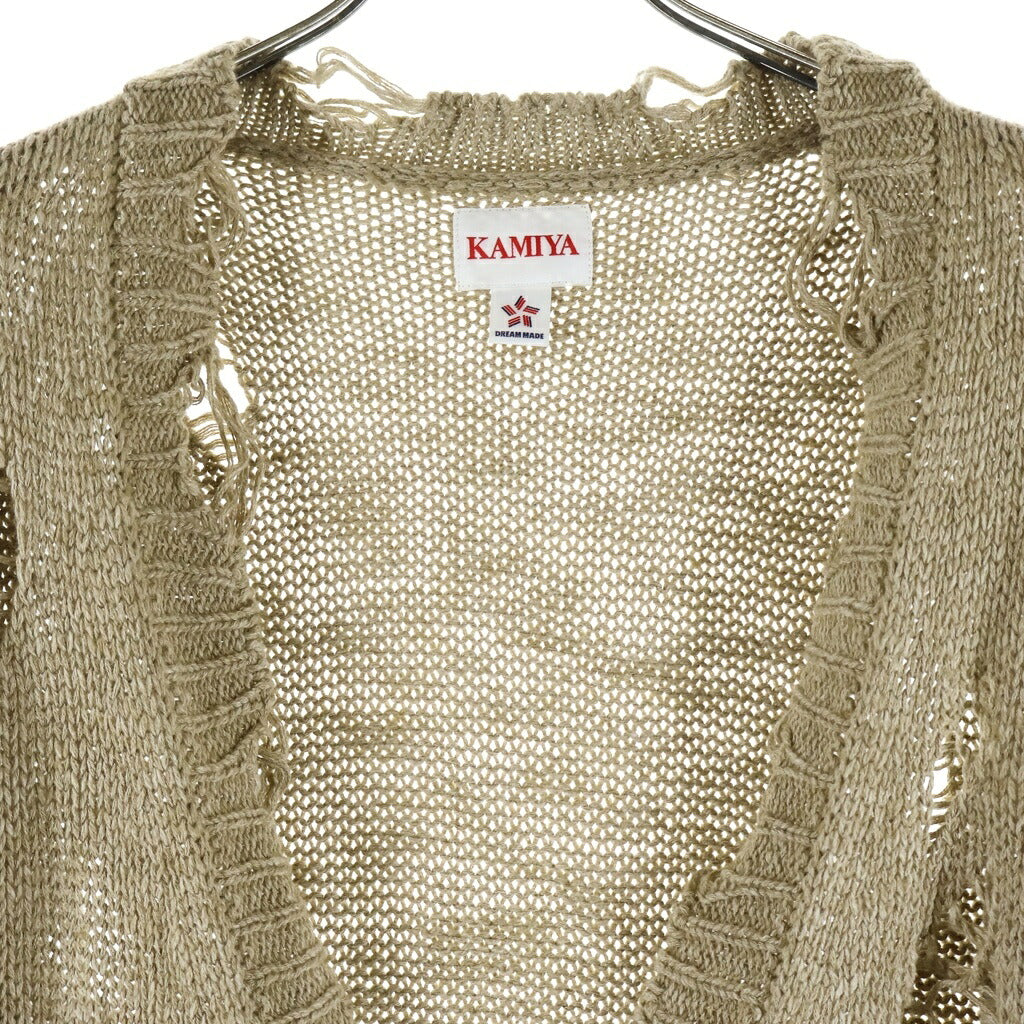 KAMIYA(カミヤ) 26AW Damaged Low Gauge Long Cardigan ダメージドローゲージカーディガン G17CD077 ロングカーディガン ベージュ