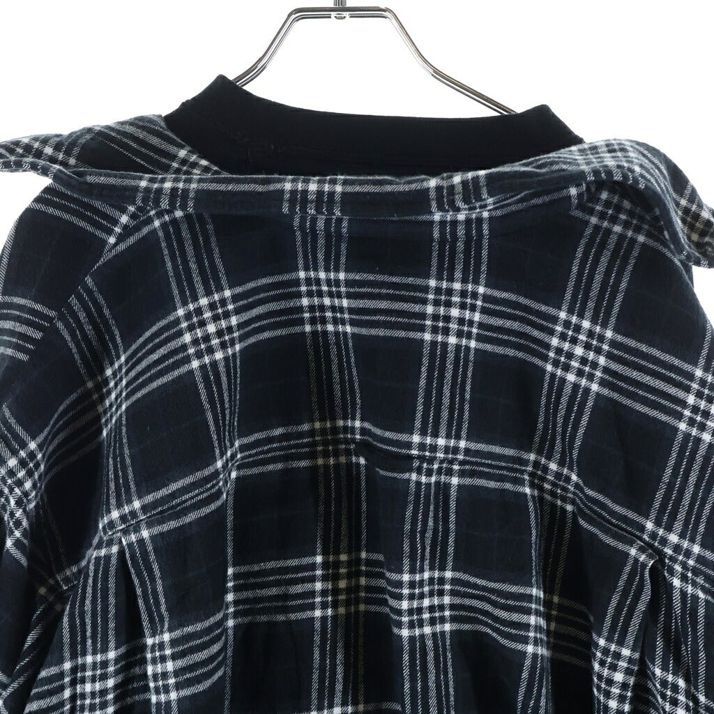 BALENCIAGA(バレンシアガ) 22SS TROMPE LCEIL SHIRTS ドッキングチェック長袖シャツ ブラック 699371 TMM03