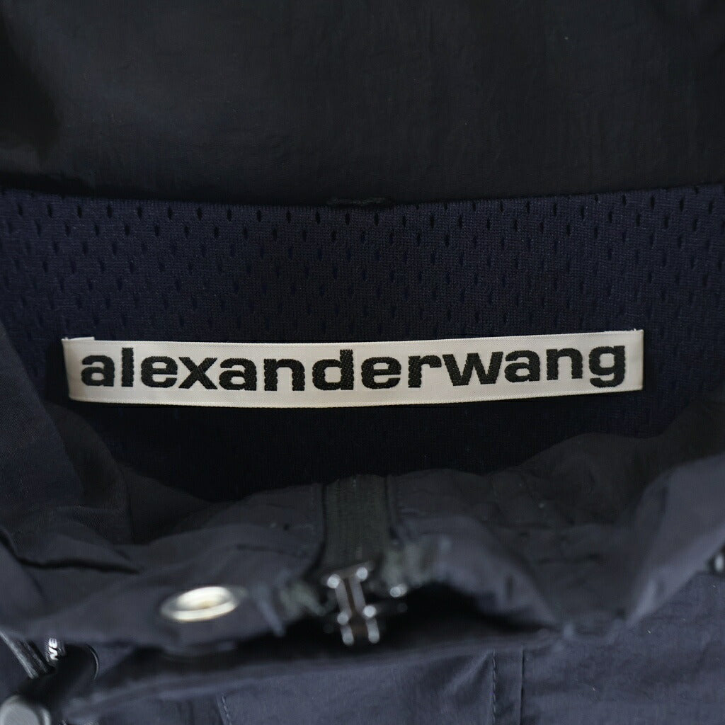 ALEXANDER WANG(アレキサンダーワン) ロゴプリント ハイネック ジップアップ ナイロンジャケット ブラック UWC1232020