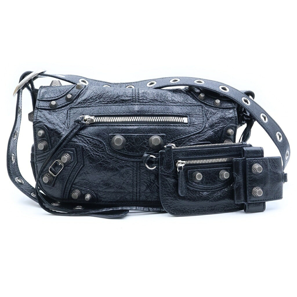 BALENCIAGA(バレンシアガ) E CAGOLE XS ルカゴール ショルダーバッグ ブラック レザー シルバー金具 719082