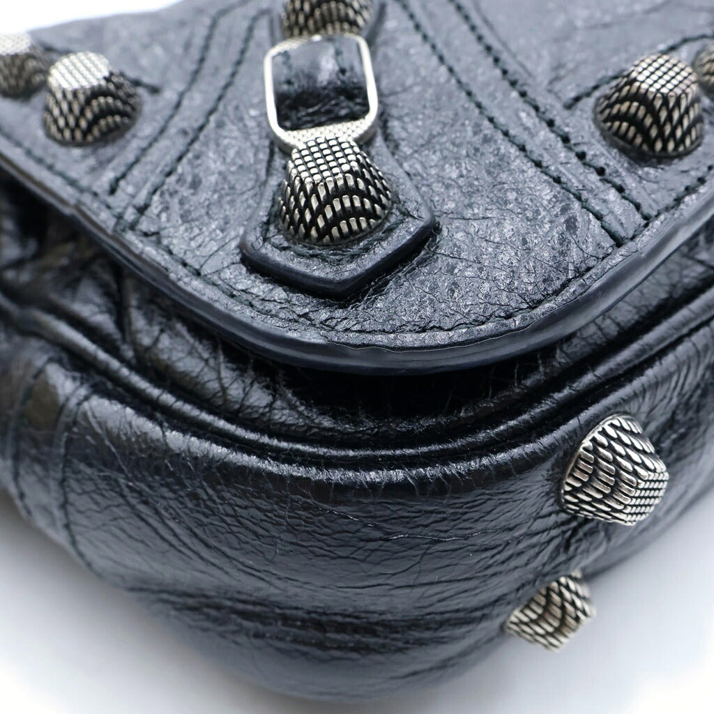 BALENCIAGA(バレンシアガ) E CAGOLE XS ルカゴール ショルダーバッグ ブラック レザー シルバー金具 719082