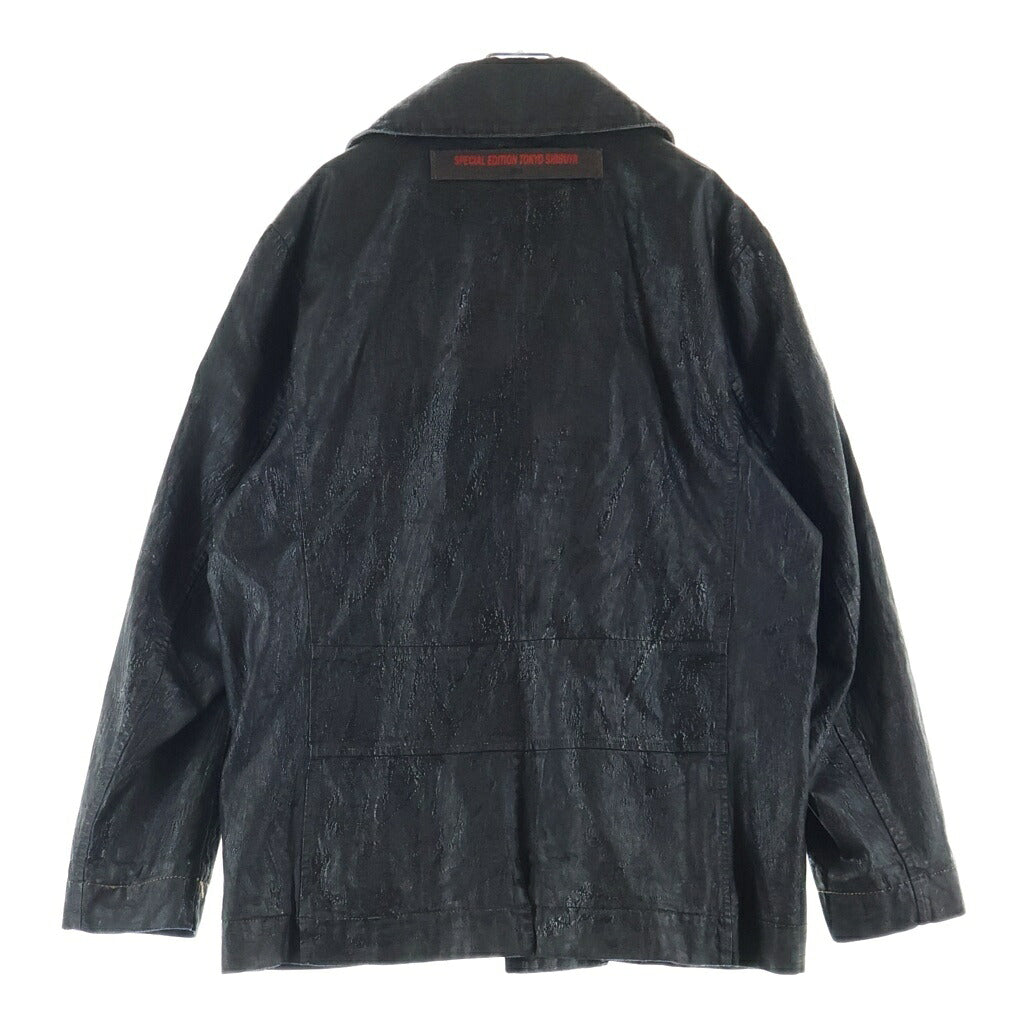 DIESEL(ディーゼル) D-BONDED-S 渋谷店リニューアル記念限定 クラックコーティングダブルブレストジャケット P01367 ブラック