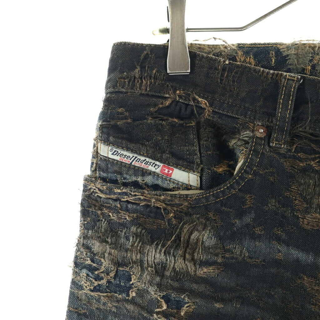 DIESEL(ディーゼル) D-FINITIVE-FSF2 ダメージ加工 コーティングデニムパンツ A16918 ブラック