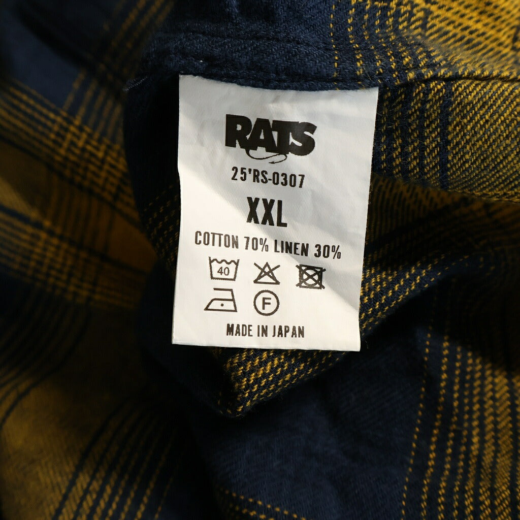 RATS(ラッツ) 25SS COTTON LINEN CHECK SHIRT コットンリネンチェック長袖シャツ 25RS-0307 イエロー