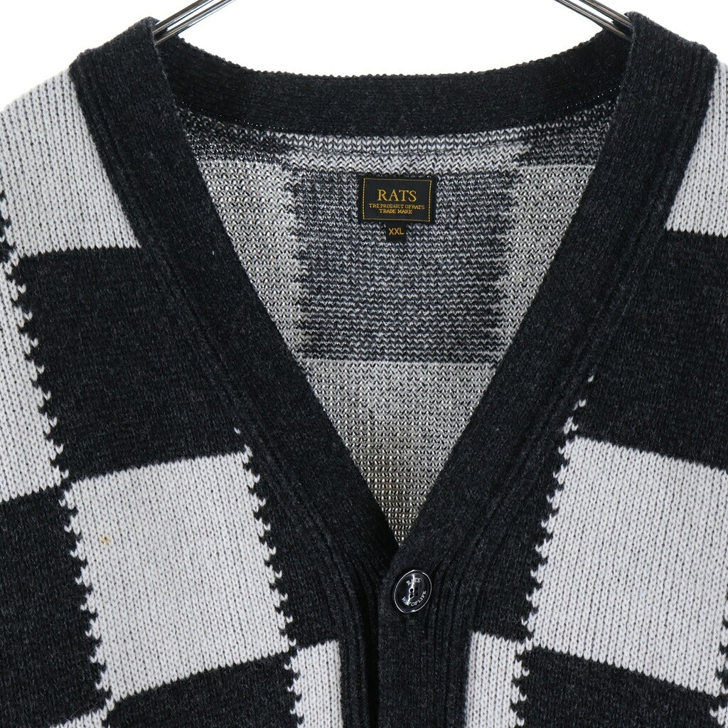 RATS(ラッツ) 25AW ARGYLE KNIT CARDIGAN アーガイル柄ニットカーディガン 25RN-1108 グレー/ホワイト