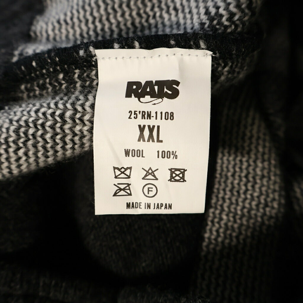 RATS(ラッツ) 25AW ARGYLE KNIT CARDIGAN アーガイル柄ニットカーディガン 25RN-1108 グレー/ホワイト