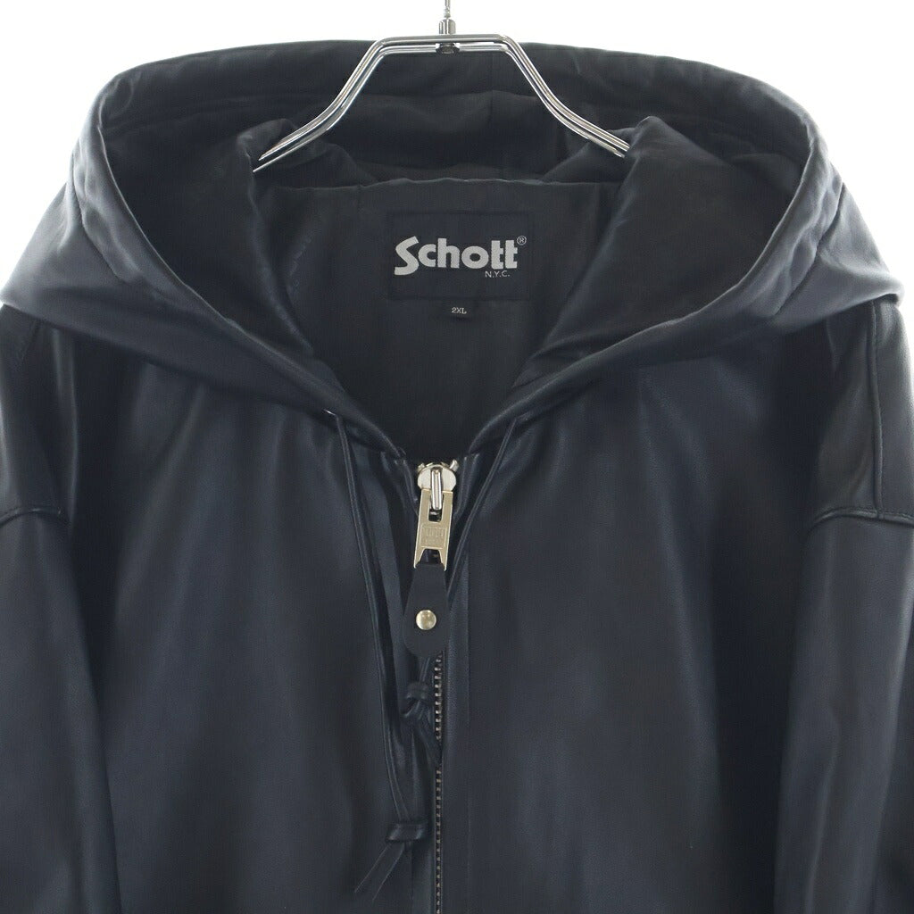 SCHOTT(ショット) 24AW LEATHER FULLZIP PARKA ラムレザーフルジップパーカー 782-3950080 ブラック