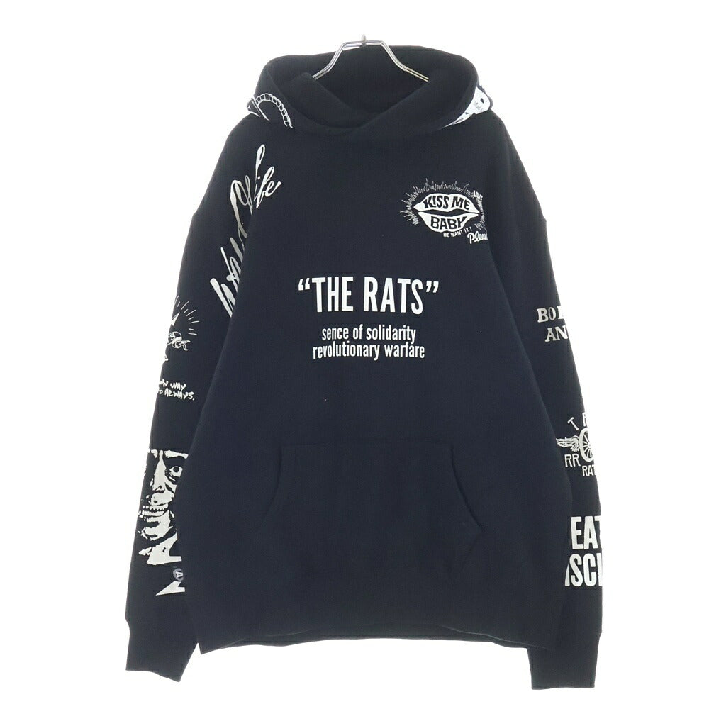 RATS(ラッツ) 25AW CRAZY HOODIE クレイジープリントプルオーバーパーカー 25RTC-0904 ブラック