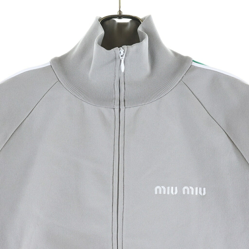 miumiu(ミュウミュウ) 26SS Technical Fabric Zip-up Sweatshirt テクニカルファブリック ジップアップ スウェット ジップアップジャケット MMF00U S000 1480 グレー