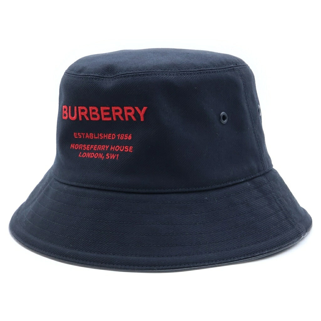 BURBERRY(バーバリー) ホースフェリーモチーフ フロントロゴ刺繍 コットンバケットハット 帽子 ブラック 8053474