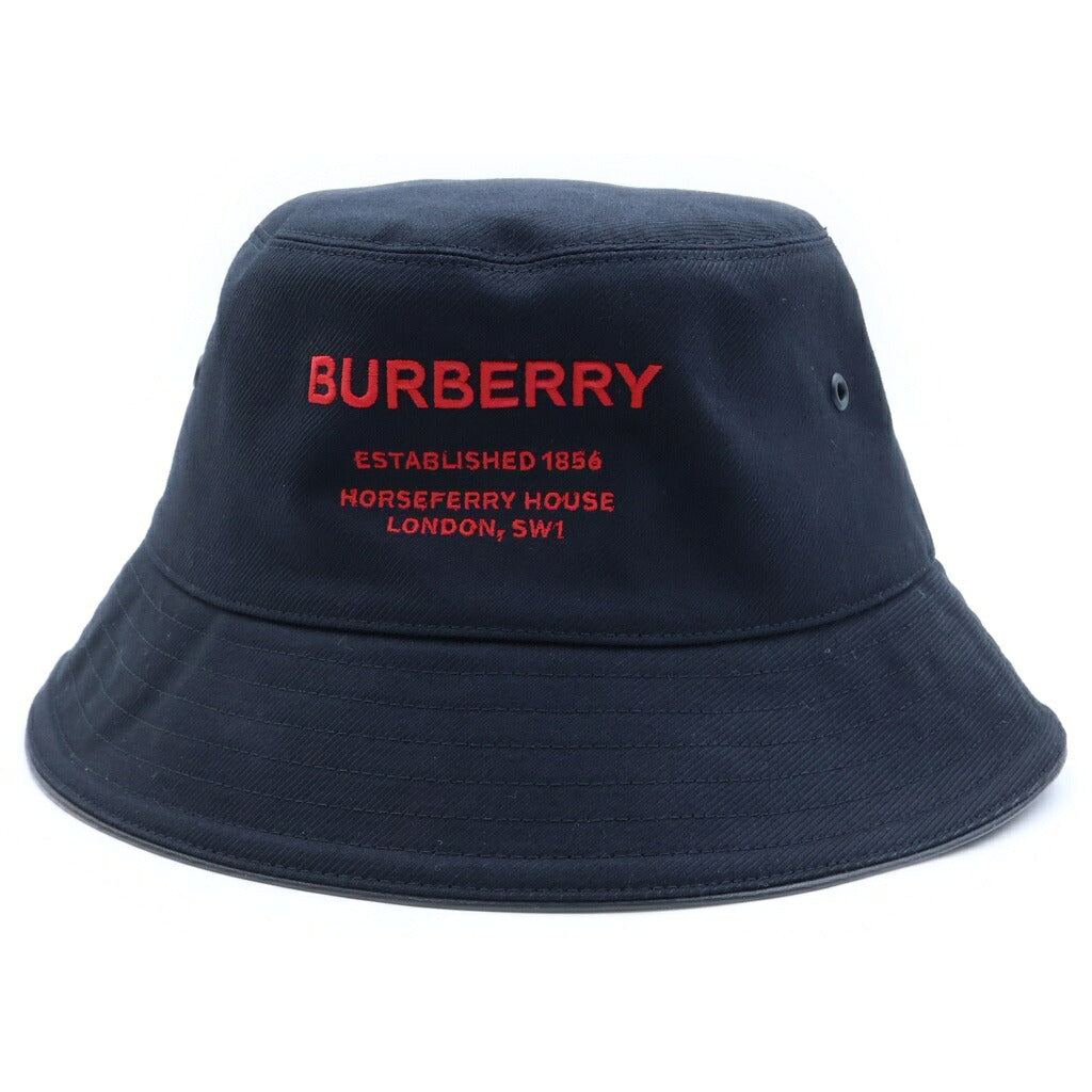 BURBERRY(バーバリー) ホースフェリーモチーフ フロントロゴ刺繍 コットンバケットハット 帽子 ブラック 8053474