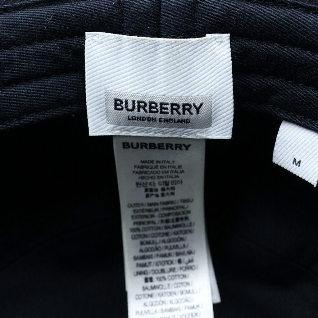 BURBERRY(バーバリー) ホースフェリーモチーフ フロントロゴ刺繍 コットンバケットハット 帽子 ブラック 8053474
